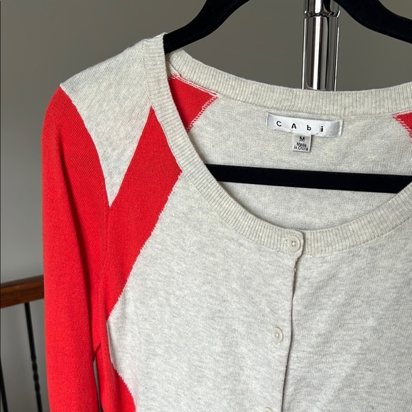 CAbi Cream and Red Cardigan Sweater - Picture 2 of 3